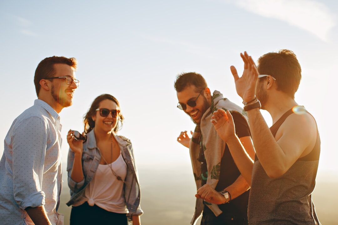 friends group laughing